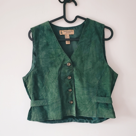 Marsh Landing Jackets & Blazers - Marsh Landing forest green suede leather vest